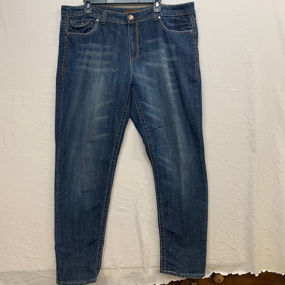 Free Culture Womens Straight Leg Jeans Dark Wash‎ Whiskered Size 22